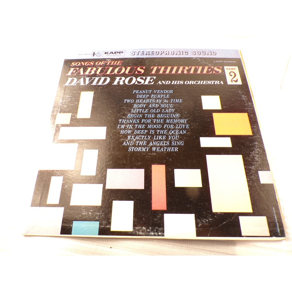 David Rose Songs of the Fabulous Thirties Part 2 Vinyl LP Kapp Records KS-3206